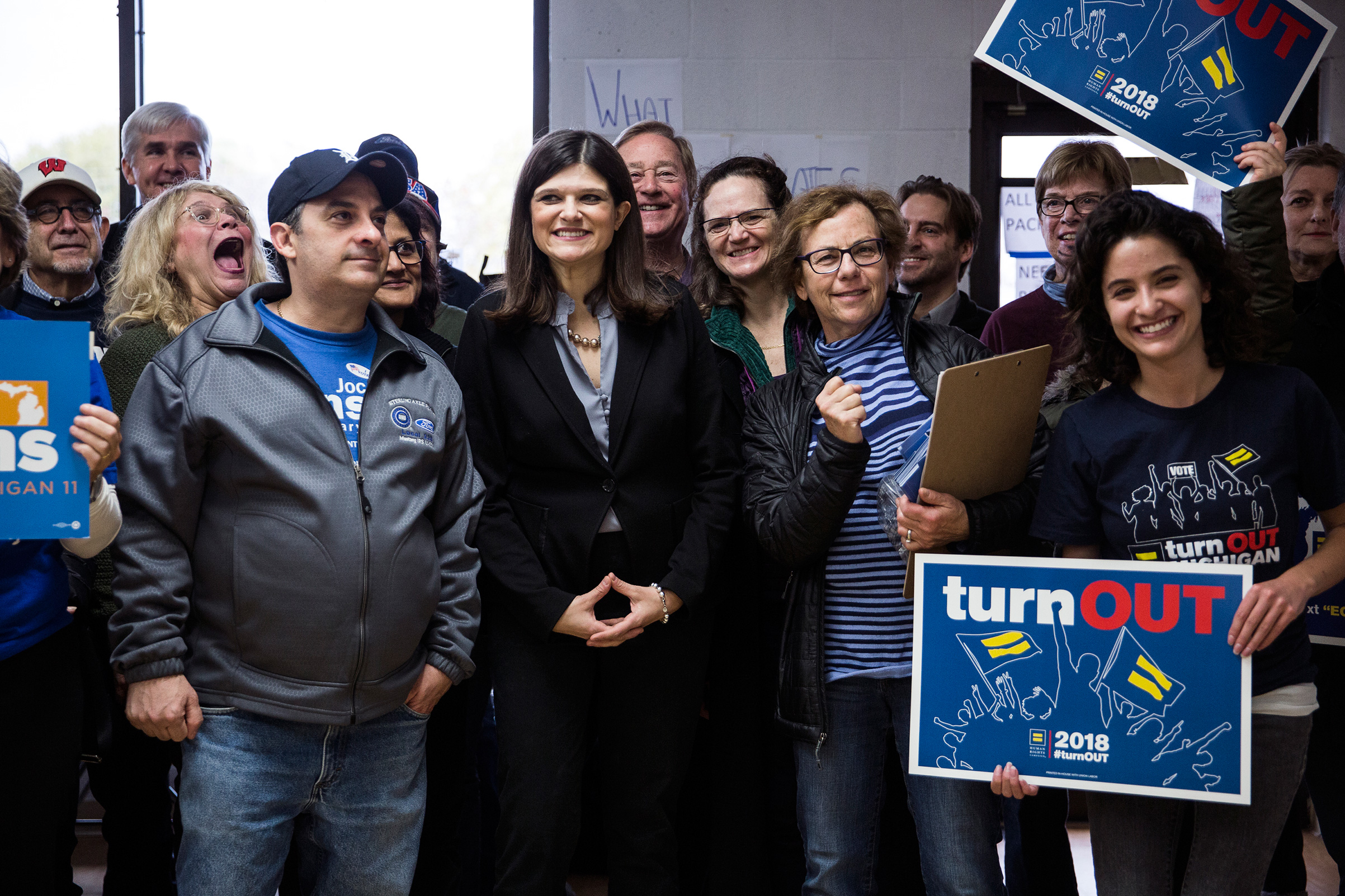 Haley Stevens with supporters